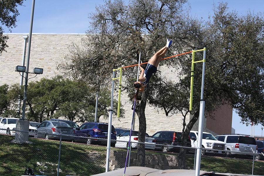 Junior Colleen Clancy took first place in pole vault at the Ranger Relays.