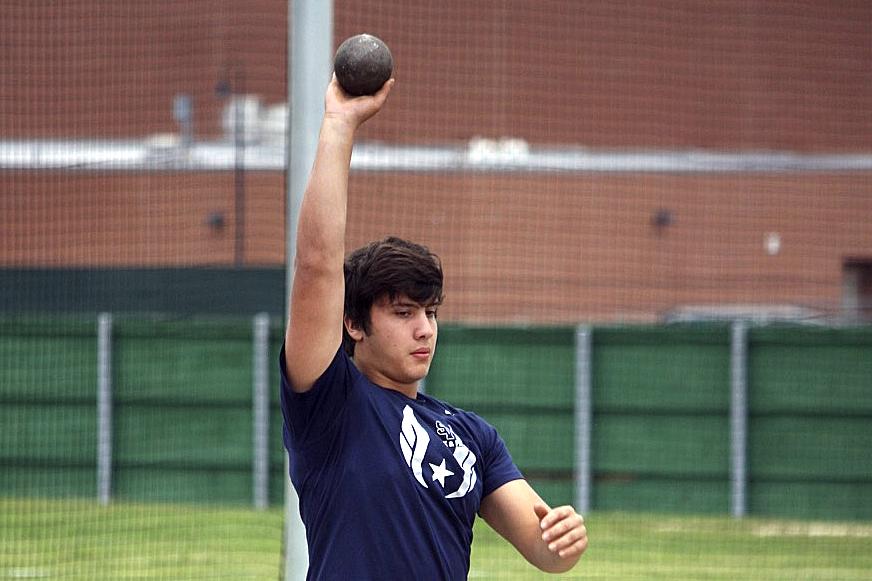 Junior Ben Zeug won the shot put competition at the area track meet.