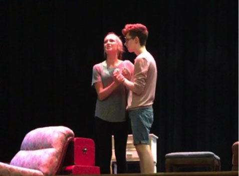 Katy Box and River Thompson practice their scene in Twentieth Century
The Show opens Oct. 20-22.