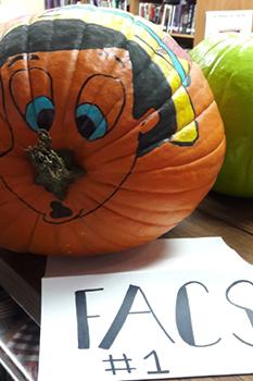 FACS' Pinocchio pumpkin, nose goes second.