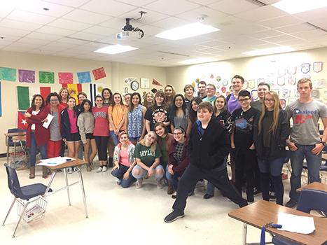 The new club members take a group photo in January in Alejandra Sanchez’s room.