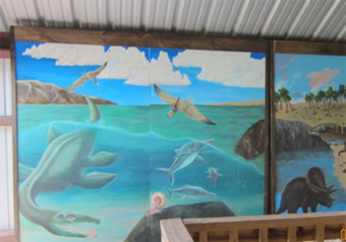 Comal high school students painted this mural on display at the Heritage Museum of the Texas Hill Country.