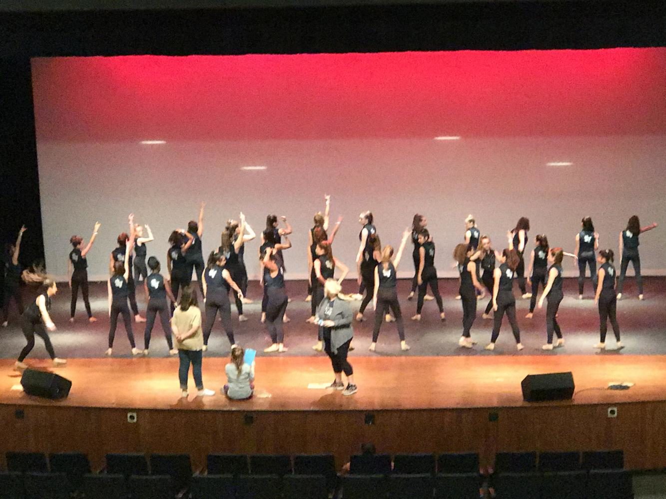 Silver Spurs practice their dance routines Thursday morning in the auditorium.