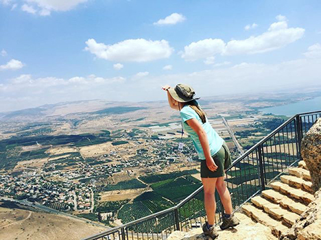 Senior Abigail Freund enjoying the view from Mount Arbel in Tiberias, Israel.