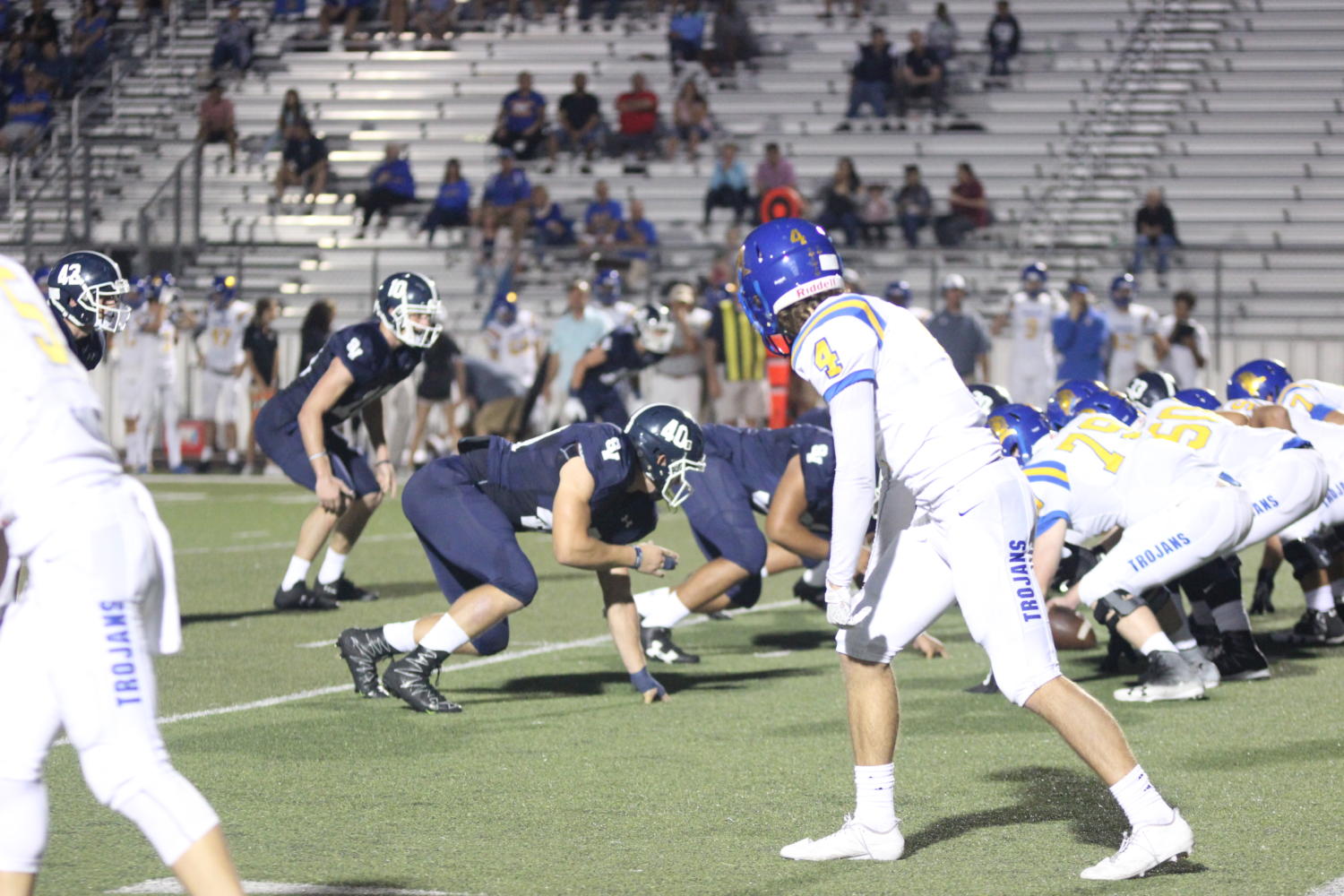 Senior CJ Kuehler lines up for the snap at the end of the first quarter.