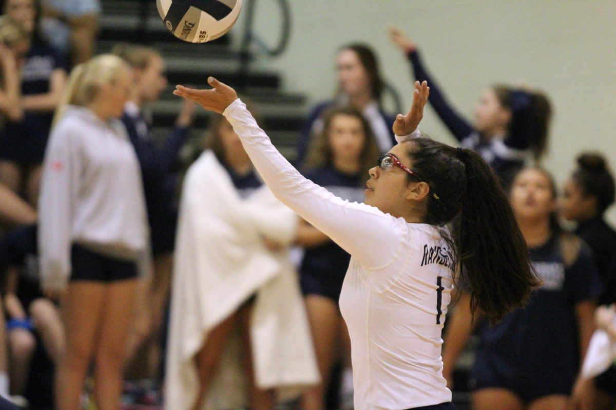 Volleyball serving against close loss to New Braunfels on Sep. 29