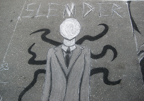 Street graffiti of the Slender Man