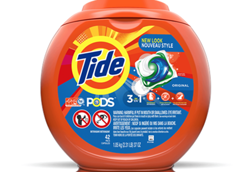 Tide makes sure to warn its customers of the dangers of eating its pods on the packaging. 