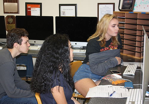 Today we remember all of the protections we are given from the #FirstAmendment. Juniors Emma Black, Leslie Haider and Rebecca Covington watch the Federal Communications Commission (FCC) ruling over Net Neutrality live in class on Dec. 14. The FCC decided to remove Net Neutrality.