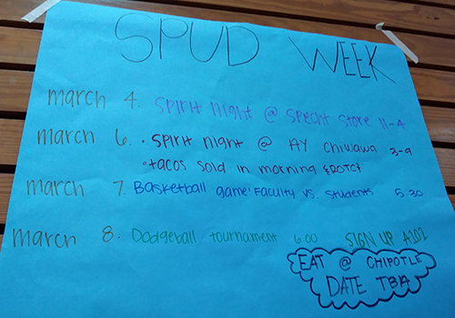 SPUD week will be March 5-9. The events will raise money for the Leukemia Lymphoma Society.