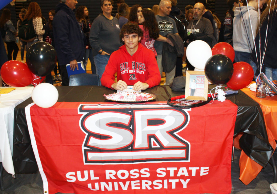 Tennis player Colton Stevens inked his intent to compete at Sul Ross State University.