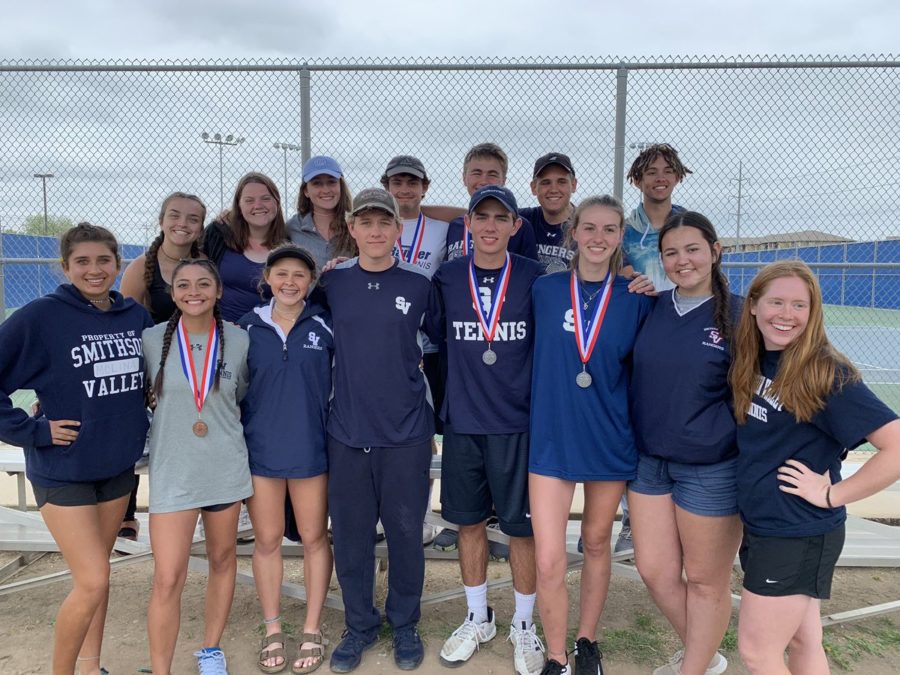 The+varsity+tennis+team+competed+at+the+Class+6A+district+tournament+this+at+Clemens.+Senior+Sophie+Bruce+and+sophomore+Rocco+Perciavalle+qualified+for+the+regional+tournament.