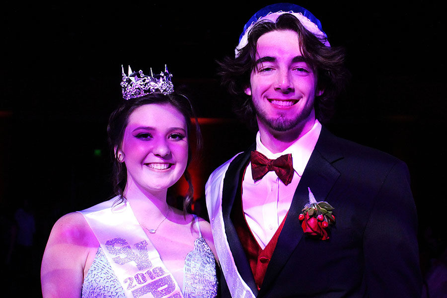 Donned in their royal apparel, prom queen Sequoia White and king Wyatt Doss rule the dance floor.