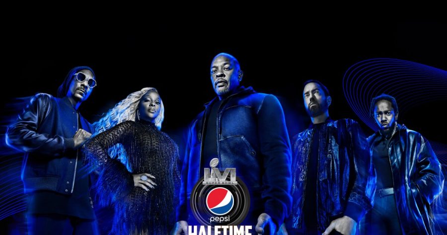 The 2022 Halftime Show took place in Los Angeles and starred Eminem, Dr. Dre, 50 Cent, Kendrick Lamar, Snoop Dog and Mary J. Blige. 