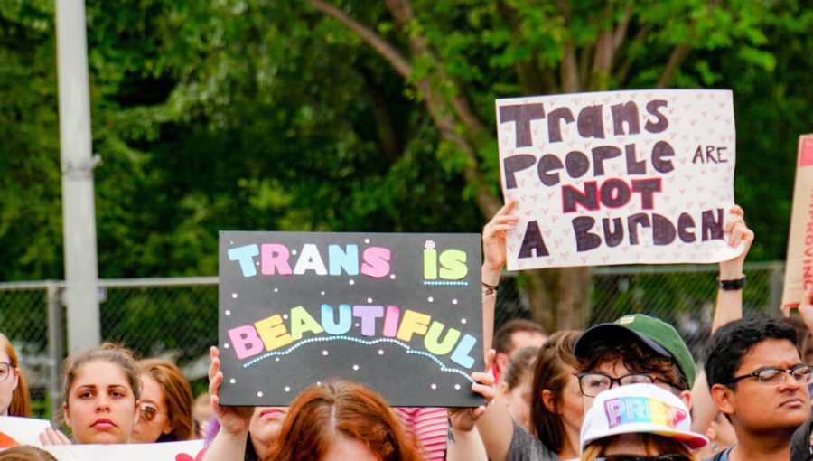 People+protest+the+anti-transgender+legislation.+Gov.+Greg+Abbott+wants+gender+reassignment+surgery+to+be+considered+child+abuse+in+Texas