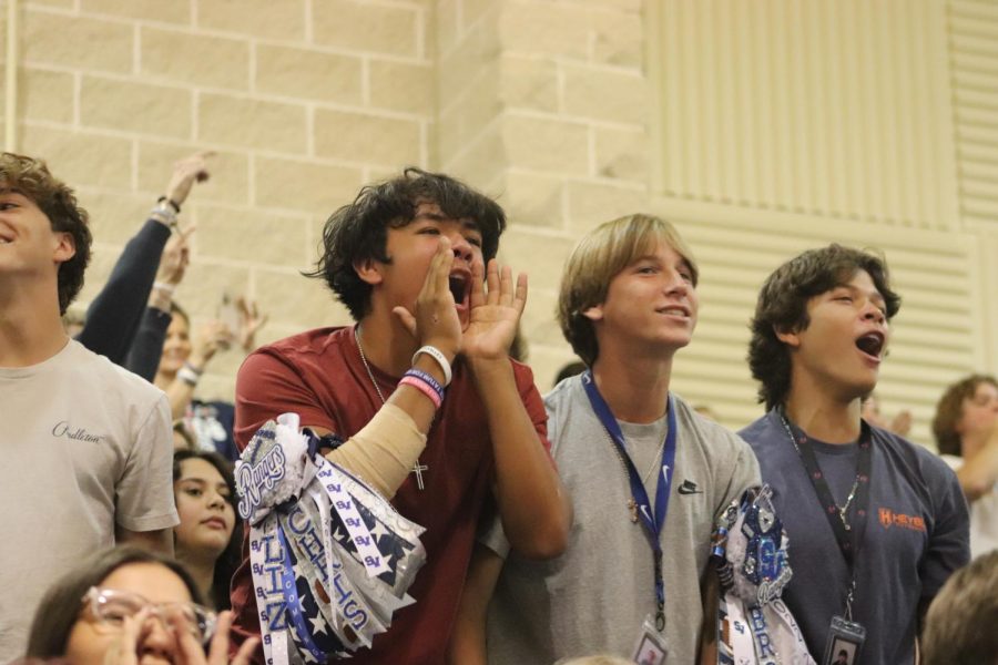 Sophomores show their support during the game portion of the pep rally.