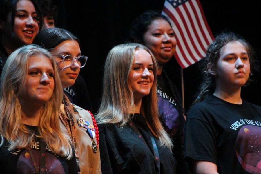 Choir students sing in respect at the Veterans Day memorial ceremony on November 11th