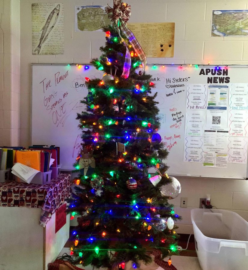 History teacher Kesa Kemp has already set up her christmas tree.