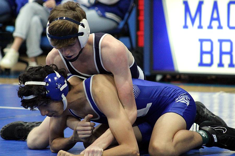 Senior Clayton Engelking wrestles in the tournament this past weekend at MacArthur
