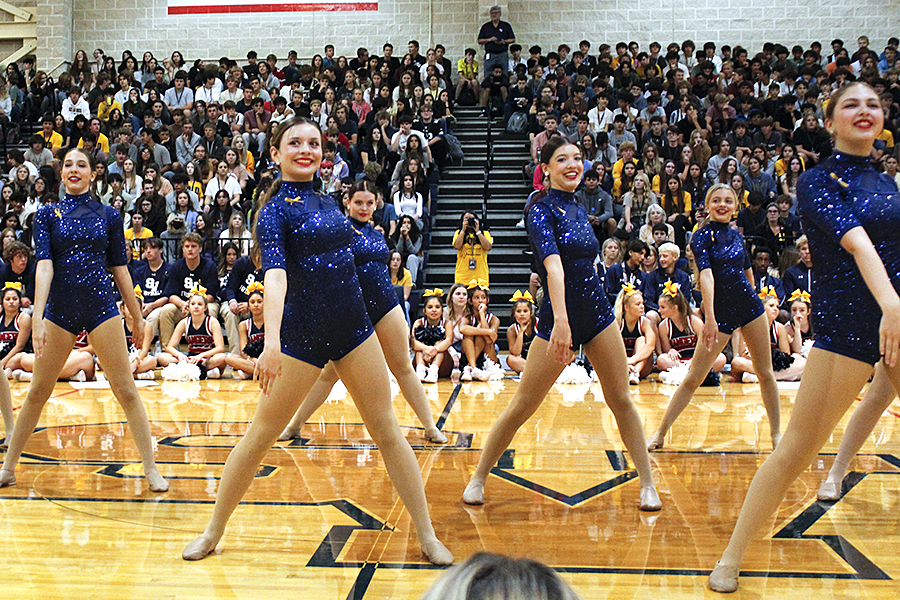 The Silverados dance team performs its jazz routine for the pep rally.