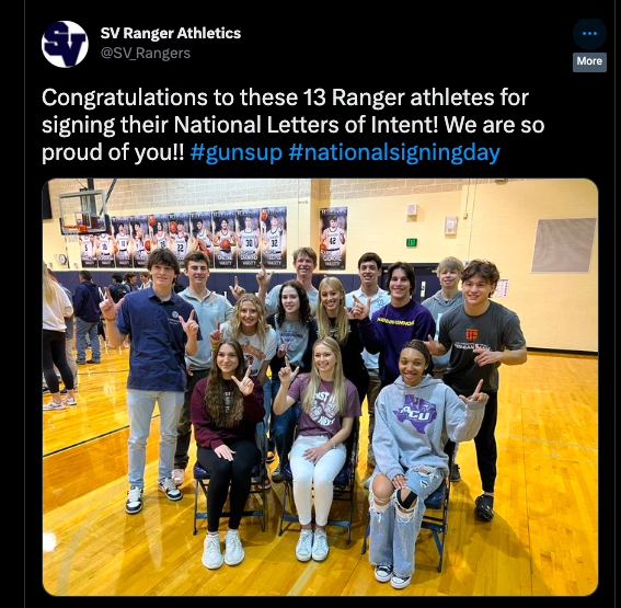 The athletic program posted this tweet celebrating the signees this morning in the main gym.
