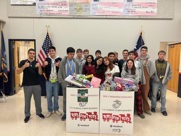 The Navy Junior Reserve Officer Training Corps annual Toys for Tots drive ended on Dec. 13. Photo via Commander Scott Outlaw