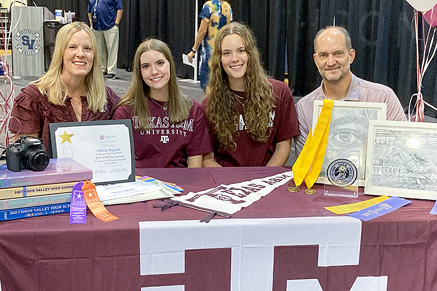 Olivia Ingram will study ag communications and journalism/graphic design at Texas A&M. Emily Ingram will study landscape architecture at Texas A&M.